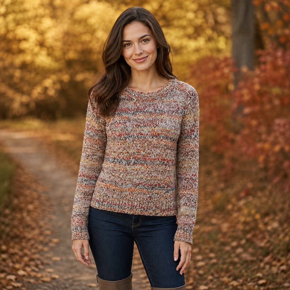 Velvet by Graham & Spencer Space Dye Wool Blend Crewneck Sweater XS Multi-Color